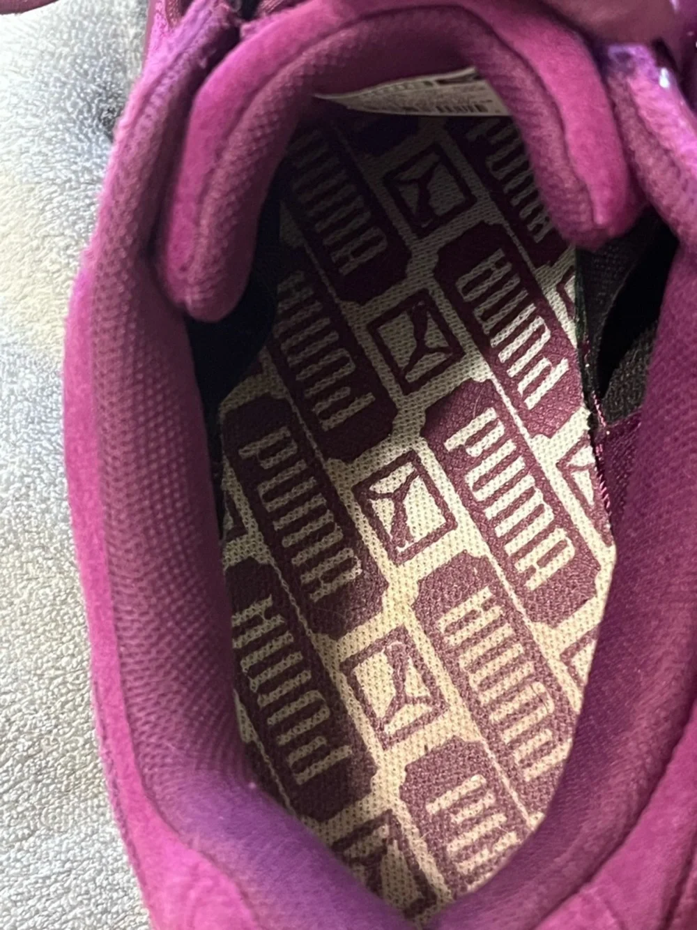 Puma Women's Suede Sneakers - Purple with Gold Accent - Picture 7 of 12